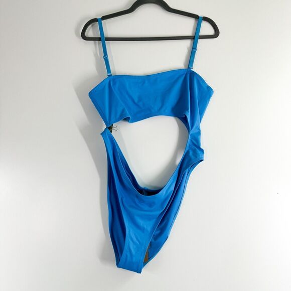 SKIMS Signature Swim Strapless Monokini Swimsuit Cheeky Summer Beach Blue 2X NWT - Picture 3 of 12